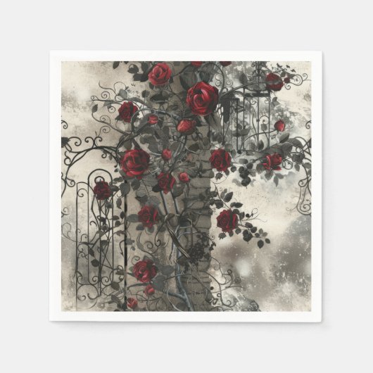 Viktorianisch Gotische Gartenmuster Rose Muster Serviette (Vorderseite)