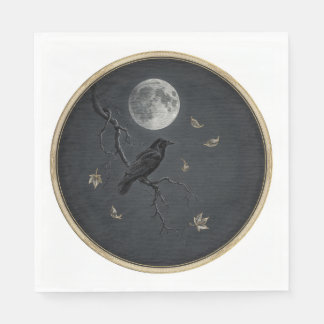 Viktorianisch-gotische Halloween-Krähen-Servietten Serviette