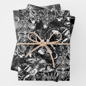 Viktorianisch gotisches Schwarz-Weiß-Goulish Geschenkpapier Set (Beispiel)