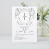 Viktorianisch-Gray-Monogram-Wappen-Hochzeit Einladung (Stehend Vorderseite)