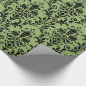 Viktorianisch-grüner und schwarzer Floral-Wirbelkö Geschenkpapier (Ecke)