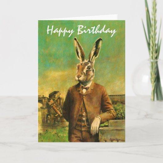 Viktorianisch Hare Birthday Card Karte (Vorderseite)
