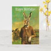 Viktorianisch Hare Birthday Card Karte (Gelbe Blume)