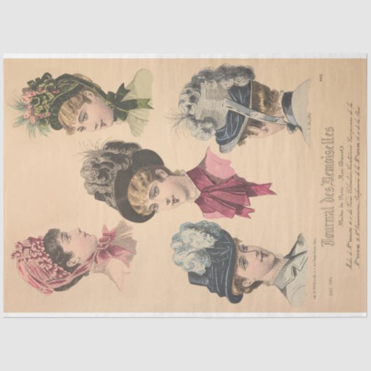 Viktorianisch Hats Paris Fashion Vintag Decoupage Seidenpapier (Vorderseite)