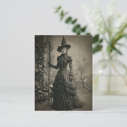 Viktorianisch Hexe Sepia Portrait Postkarte (Stehend Vorderseite)