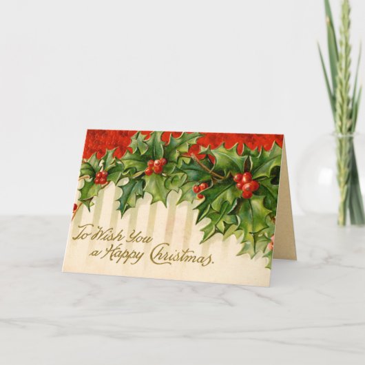 Viktorianisch Holly Christmas Card Feiertagskarte (Vorderseite)