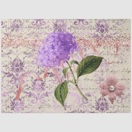 Viktorianisch Hydrangea Ephemera Decoupage Seidenpapier (Vorderseite)