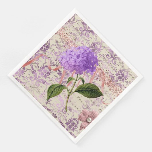 Viktorianisch Hydrangea Ephemera Decoupage Serviette (Ecke)