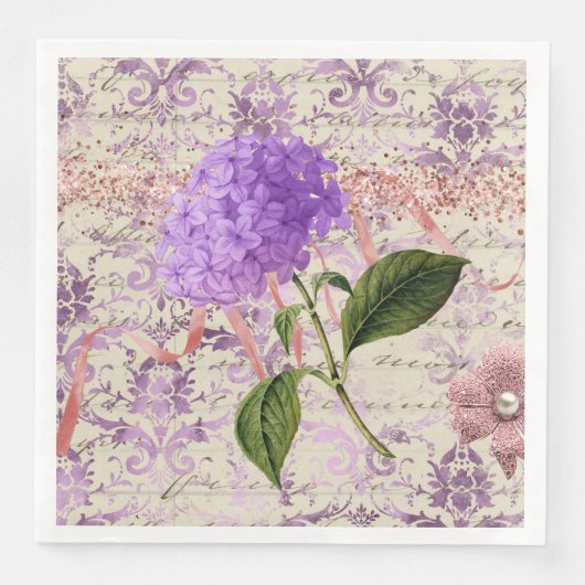 Viktorianisch Hydrangea Ephemera Decoupage Serviette (Vorderseite)