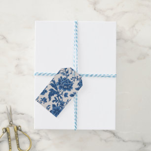 Viktorianisch inspiriert Blumendruck in Blau und W Geschenkanhänger