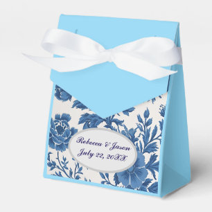 Viktorianisch inspiriert Blumendruck in Blau und W Geschenkschachtel