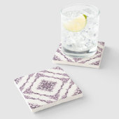 Viktorianisch Inspiriert Lila Fraktal Diamantdesig Steinuntersetzer (Seitenansicht)