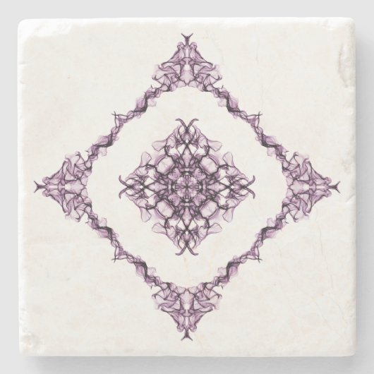 Viktorianisch Inspiriert Lila Fraktal Diamantdesig Steinuntersetzer (Vorderseite)