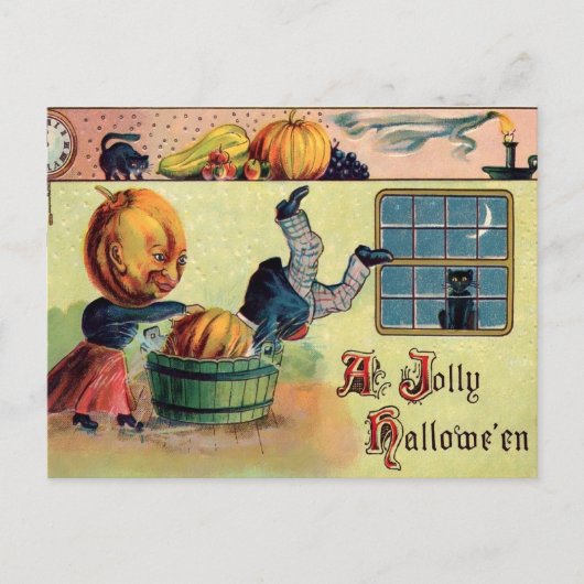 Viktorianisch Jolly Halloween Postcard Postkarte (Vorderseite)