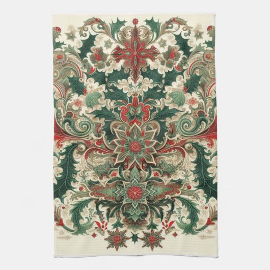 Viktorianisch/klassisch/Vintage Weihnachten Geschirrtuch (Vertikal)