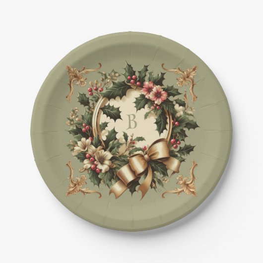 Viktorianisch/klassisch/Vintage Weihnachten Pappteller (Vorderseite)