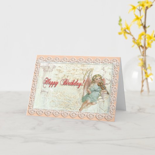 Viktorianisch Lace Angel Birthday Karte (Gelbe Blume)