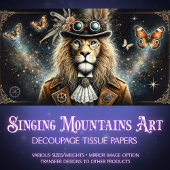 Viktorianisch Lion Butterflies Steampunk Decoupage Seidenpapier