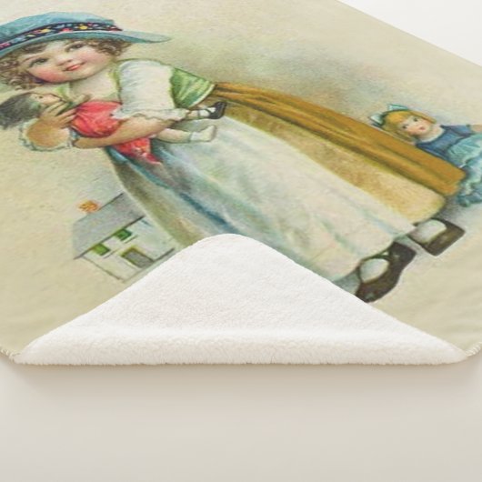 Viktorianisch Little Girl Blue Hat Holding Dolls T Sherpadecke (3/4)