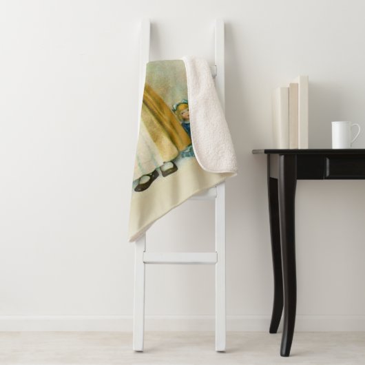 Viktorianisch Little Girl Blue Hat Holding Dolls T Sherpadecke (Beispiel)