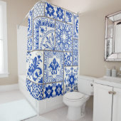 Viktorianisch Majolica: Patchwork Fliesenmuster. Duschvorhang (Beispiel)