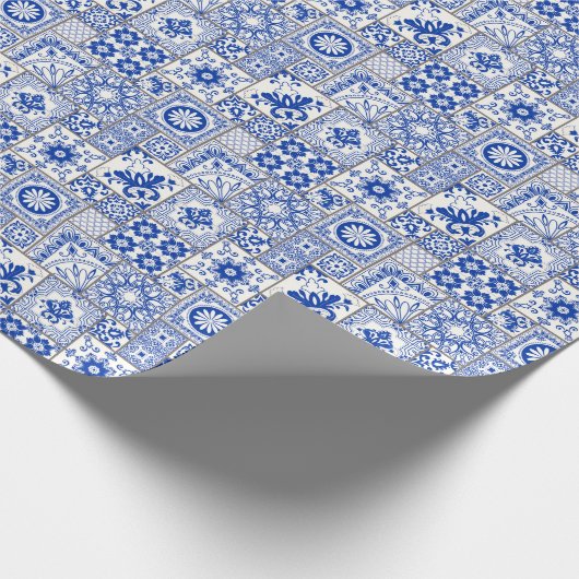 Viktorianisch Majolica: Patchwork Fliesenmuster. Geschenkpapier (Ecke)