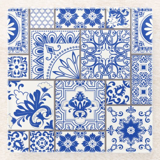 Viktorianisch Majolica: Patchwork Fliesenmuster. Glasuntersetzer (Vorderseite)