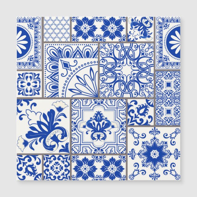 Viktorianisch Majolica: Patchwork Fliesenmuster. Magnetkarte (Vorderseite)
