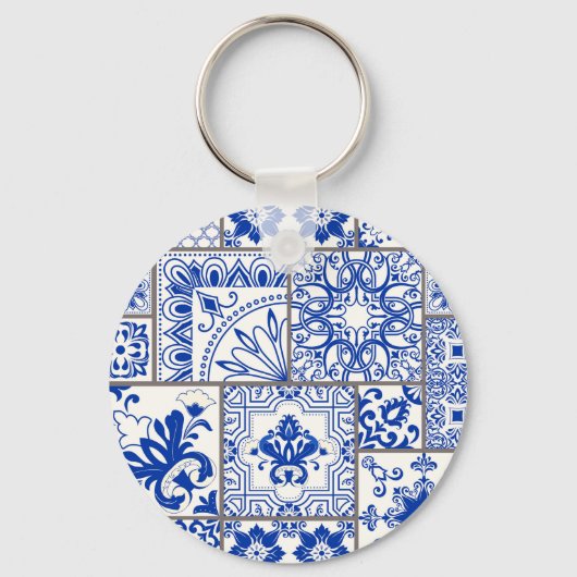 Viktorianisch Majolica: Patchwork Fliesenmuster. Schlüsselanhänger (Vorderseite)