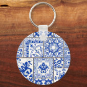 Viktorianisch Majolica: Patchwork Fliesenmuster. Schlüsselanhänger (Vorderseite)