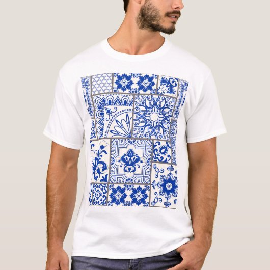 Viktorianisch Majolica: Patchwork Fliesenmuster. T-Shirt (Vorderseite)