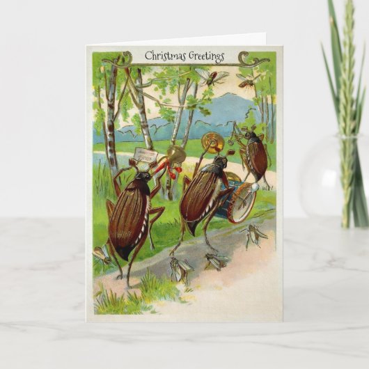Viktorianisch Marching Band Bugs Feiertagskarte (Vorderseite)