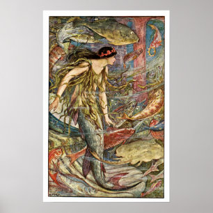 Viktorianisch Mermaid Art von H J Ford Poster