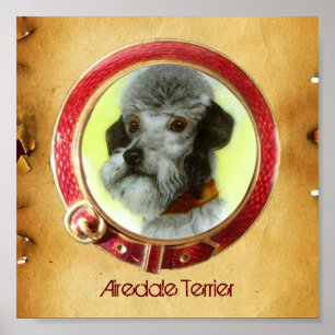 VIKTORIANISCH MINIATURE DOG PORTRAITS Airedale Ter Poster