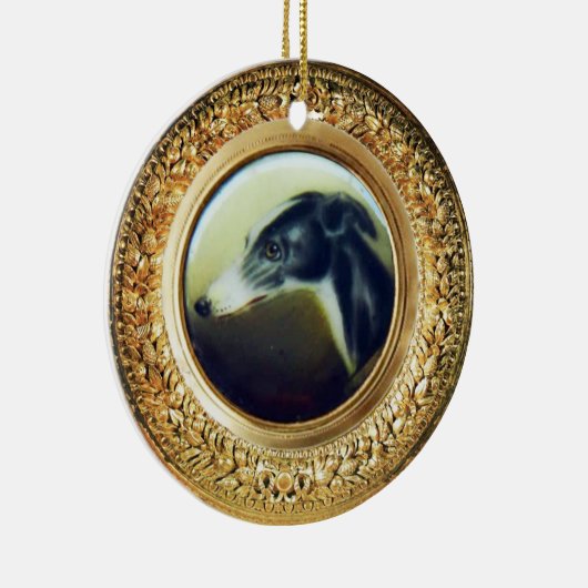 VIKTORIANISCH MINIATURE DOG PORTRAITS Irish Greyho Keramik Ornament (Rechts)