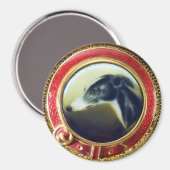 VIKTORIANISCH MINIATURE DOG PORTRAITS Irish Greyho Magnet (Vorderseite/Rückseite)
