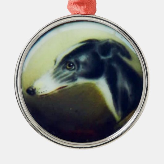 VIKTORIANISCH MINIATURE DOG PORTRAITS Irish Greyho Ornament Aus Metall (Vorne)