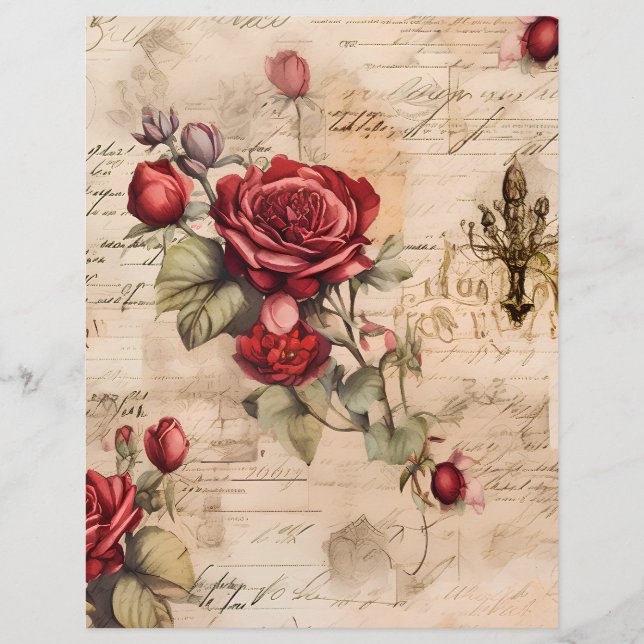 Viktorianisch mit Rote Rosen Scrapbook Paper (Vorderseite)