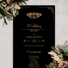 Viktorianisch Moth Elegant Gothic Wedding Program