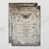 Viktorianisch Moth Gothic Halloween-Party Soirée Einladung (Vorne/Hinten)
