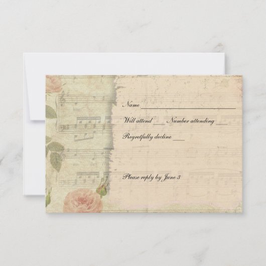 Viktorianisch Music Rose uAwg mit Umschlägen RSVP Karte (Vorderseite)