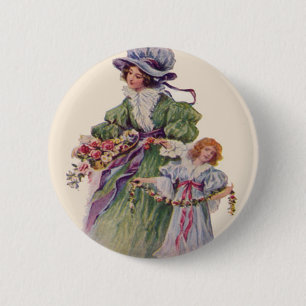 Viktorianisch Mütter & Tochter Blume Muttertag Button