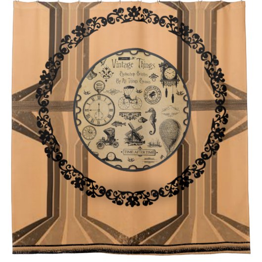 Viktorianisch-orange-tannenschwarzer Duschvorhang (Vorderseite)