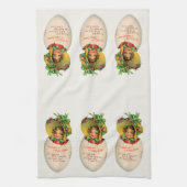 Viktorianisch Ostern, Vintages Mädchen mit Bonnet  Geschirrtuch (Vertikal)