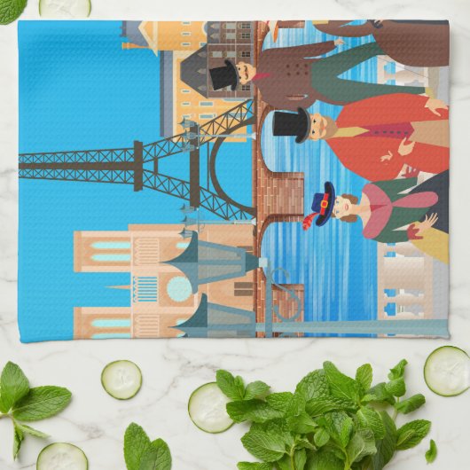 Viktorianisch Paris Geschirrtuch (Gefaltet)