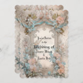 Viktorianisch Pastellfarben Rosa Blau Einladung (Vorne/Hinten)