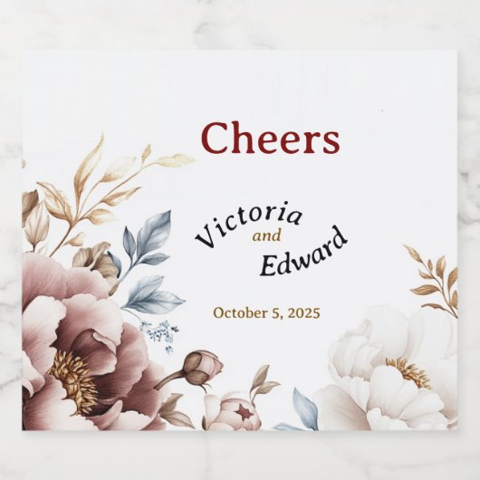 Viktorianisch Peony Luxe Beverage Beer Bottle Labe Bierflaschenetikett (Einzelnes Label)