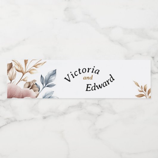 Viktorianisch Peony Luxe Beverage Water Flasche La Wasserflaschenetikett (Einzelnes Label)