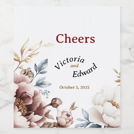 Viktorianisch Peony Luxe Beverage & Wine Flaschen Weinetikett (Einzelnes Label)