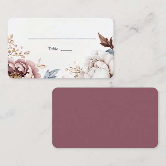 Viktorianisch Peony Luxe Flat Wedding Platzkarte (Vorne/Hinten)